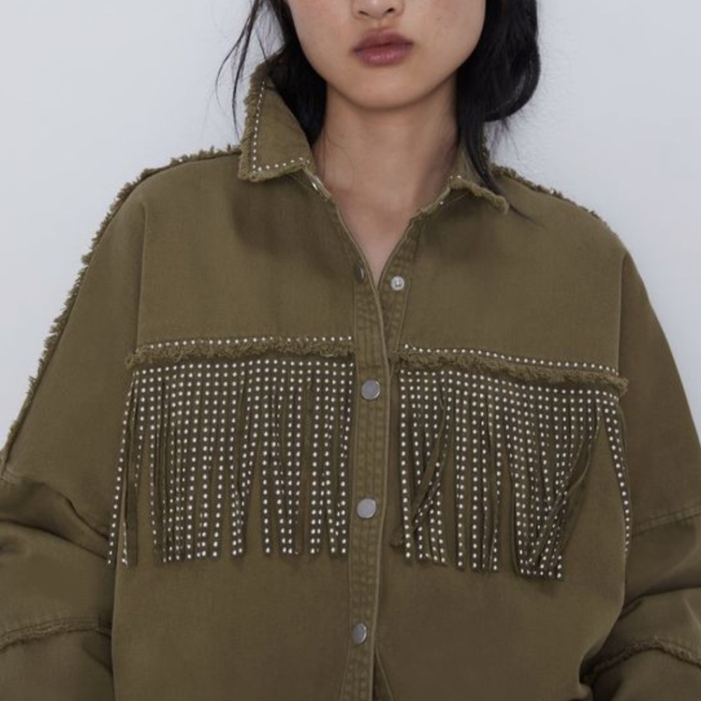 COPY - Zara Fringe Studd Jacket green